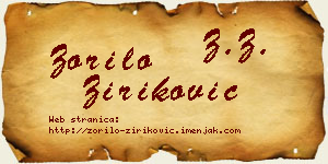 Zorilo Ziriković vizit kartica